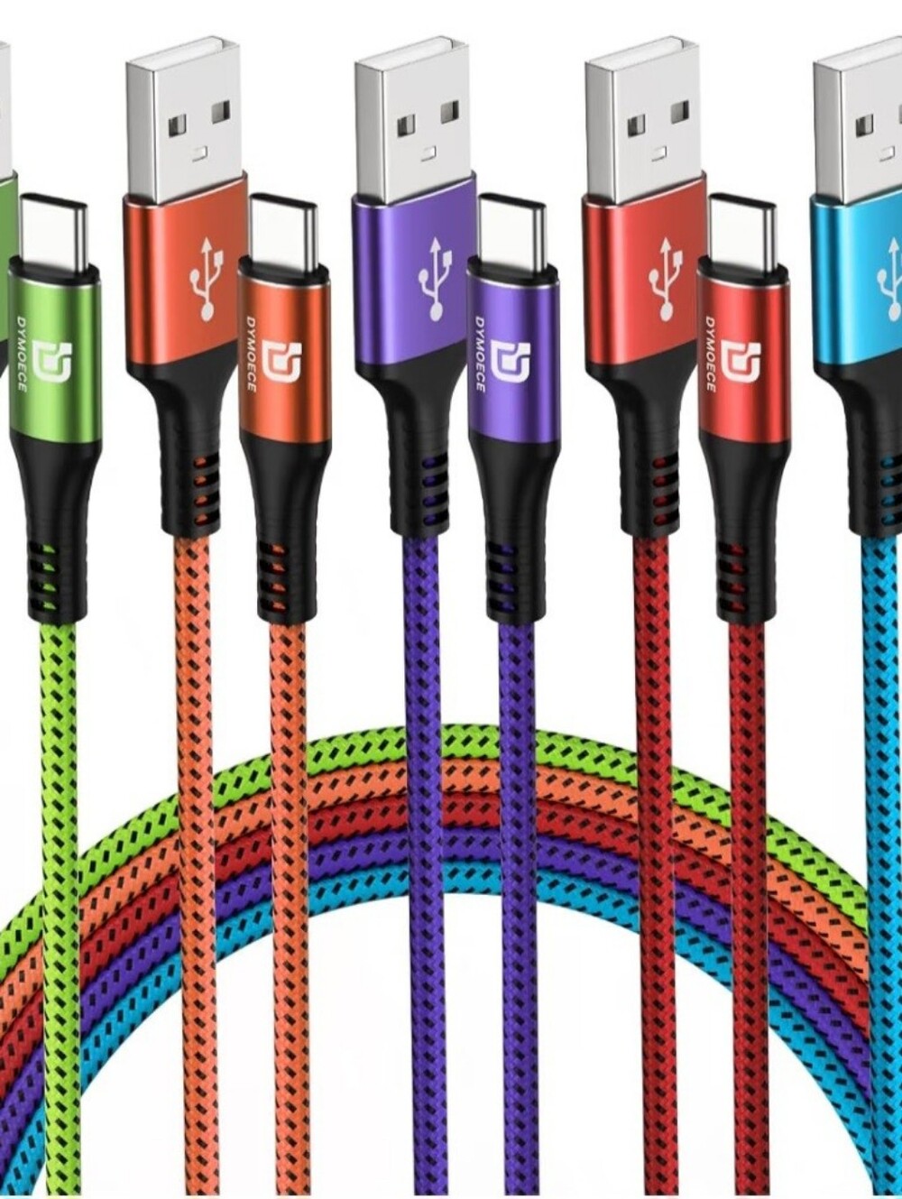 Nylon Braided USB-A to USB-C 10 Ft Charging Cable - Choice Of One